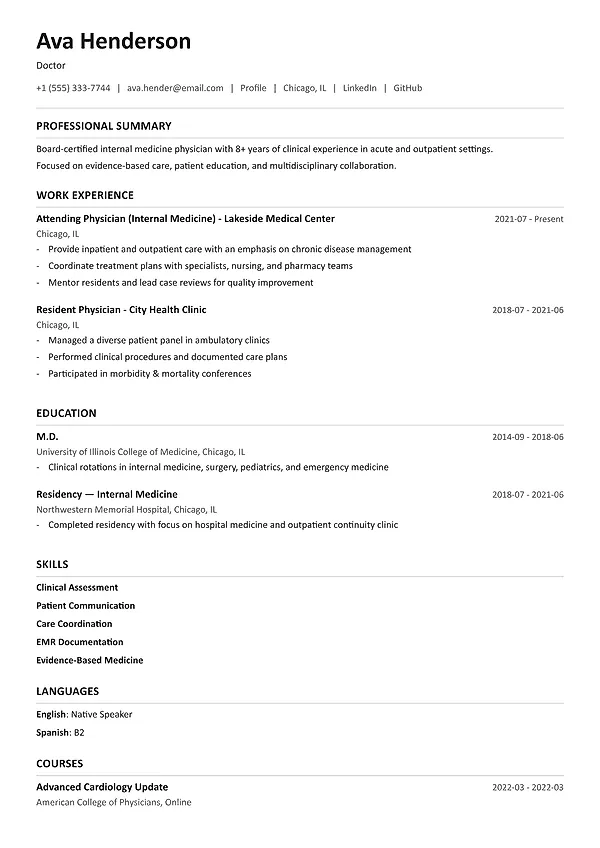 Prague ATS-friendly resume template from MySuperResume